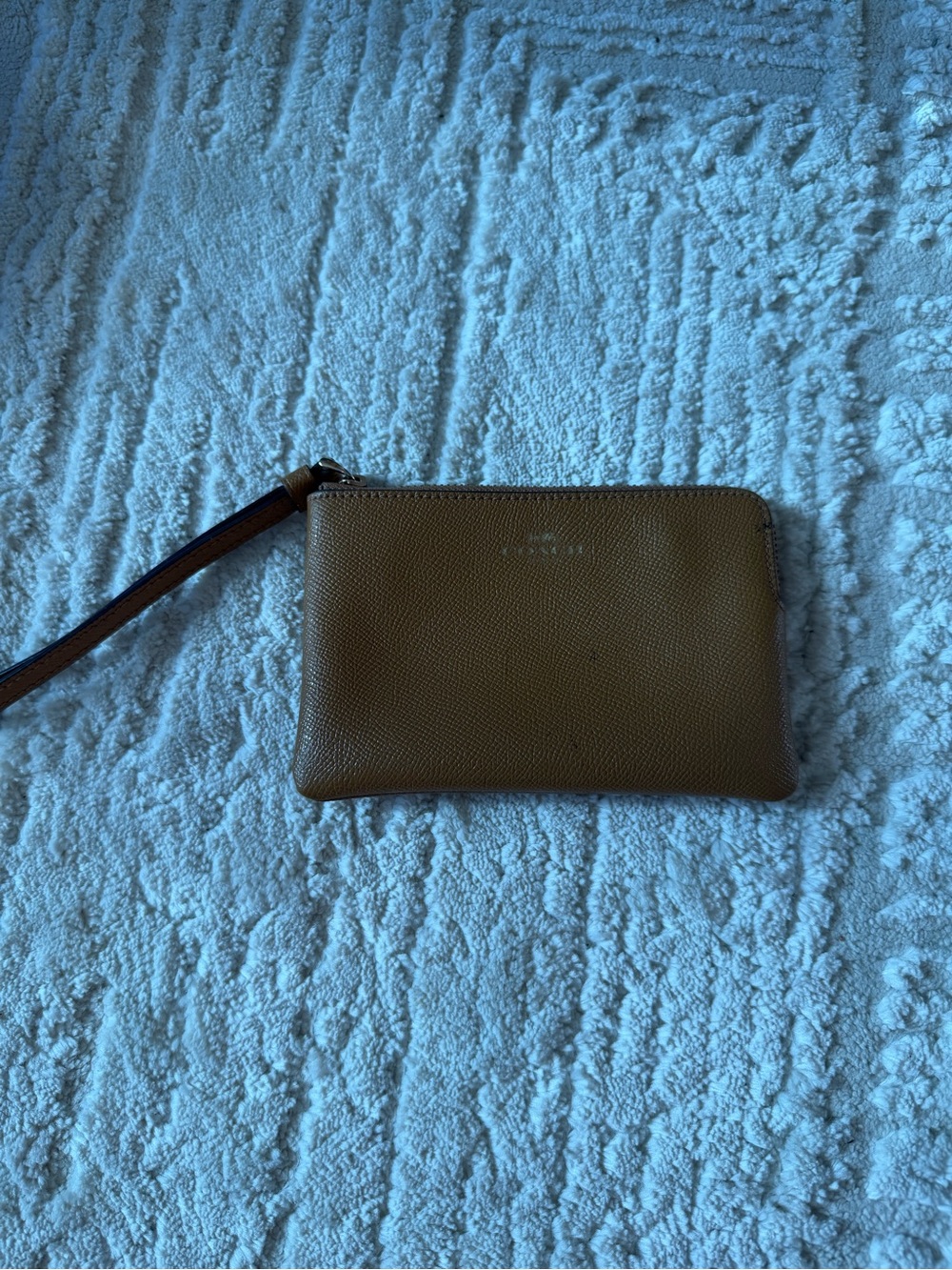 Coach Tan Leather Wristlet Pouch